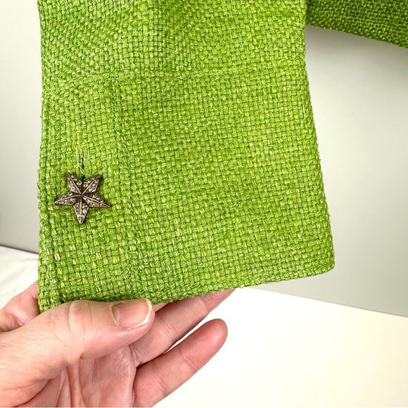Carlisle Vintage Green 100% Silk Tweed Lined Jacket with Rhinestone Buttons - Picture 6 of 10